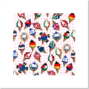 Ice cream flag pattern Posters and Art